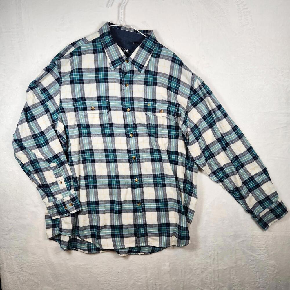 Izod Blue Plaid Long Sleeve Button Down Shirt Size 2XL